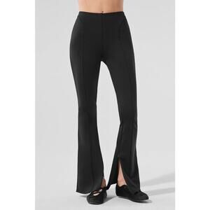 Alo Yoga High Waisted Zip It Flare Leggings Size XS Black Athleisure Performance